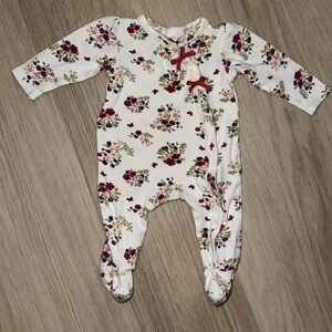Laura Ashley Floral Kids Footie - Red and White